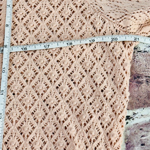 White House Black Market Blush Pointelle V-Neck Knit Sweater Women's Large - Picture 9 of 16